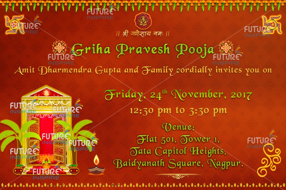 pravesh invitation template / background, griha pravesh invitation message ...