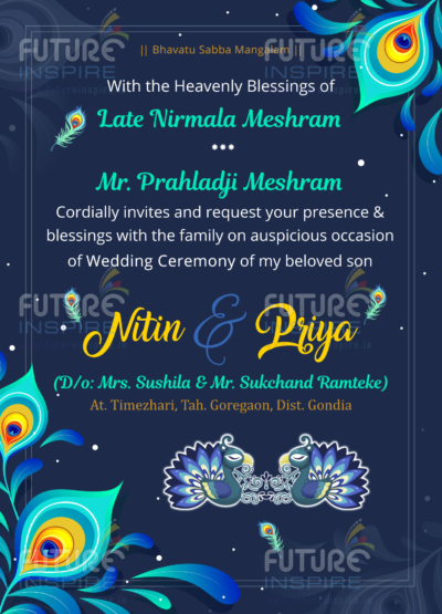 Nitin weds Priya Traditional Premium Peacock Themed Wedding E card Invitation PAGE I