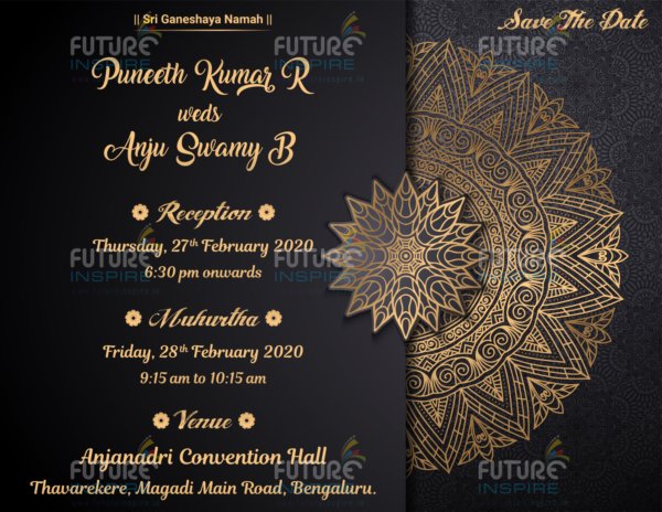 Puneeth Kumar R weds Anju Swamy B Royal Wedding E card Invitation