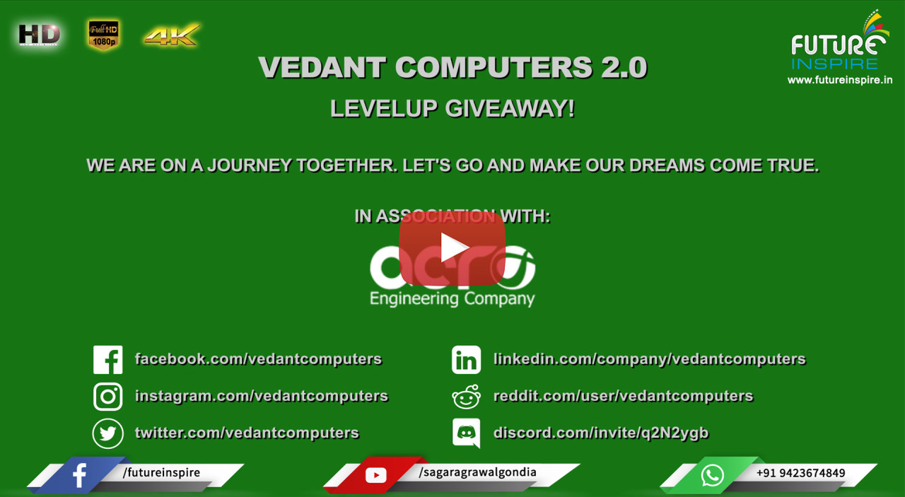 Trailer Video Vedant Computers 2.0 LevelUp Giveaway