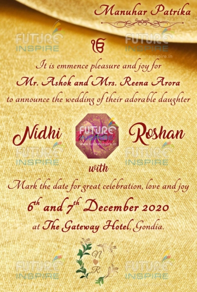 Nidhi with Roshan Manuhar Patrika E card Invite