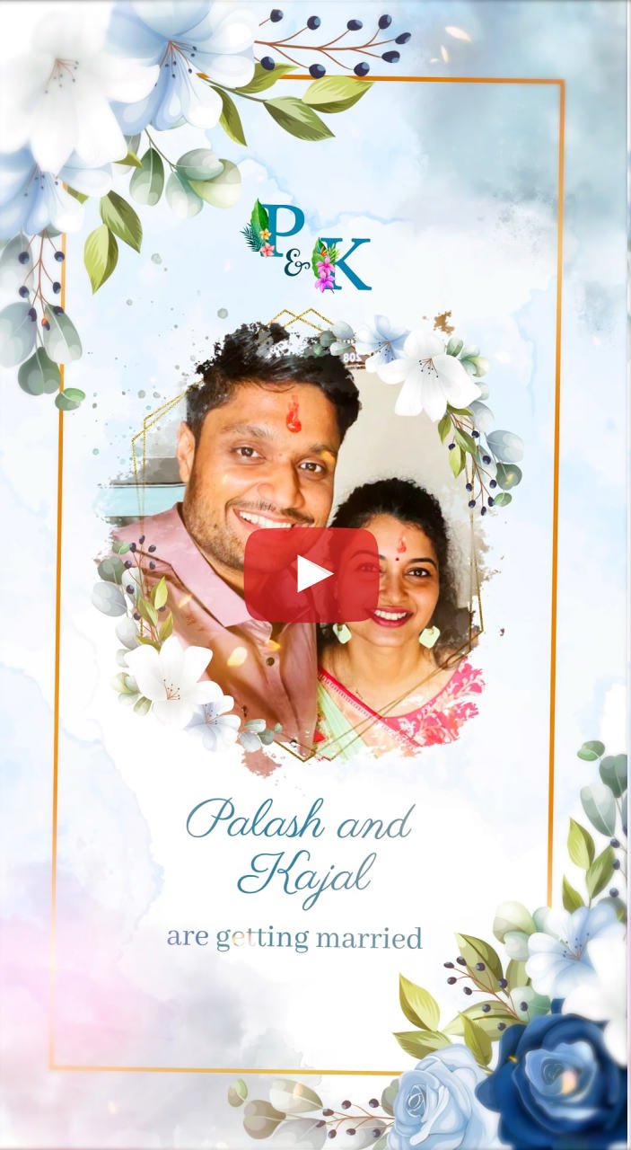 Palash Kajal Save The Date Floral E Card Invite Vertical