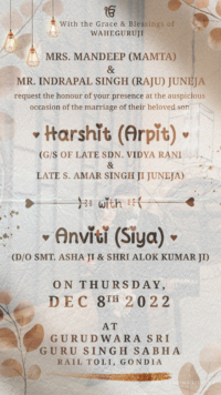 Harshit weds Anviti Digital Sikh Wedding E card Invitation 02